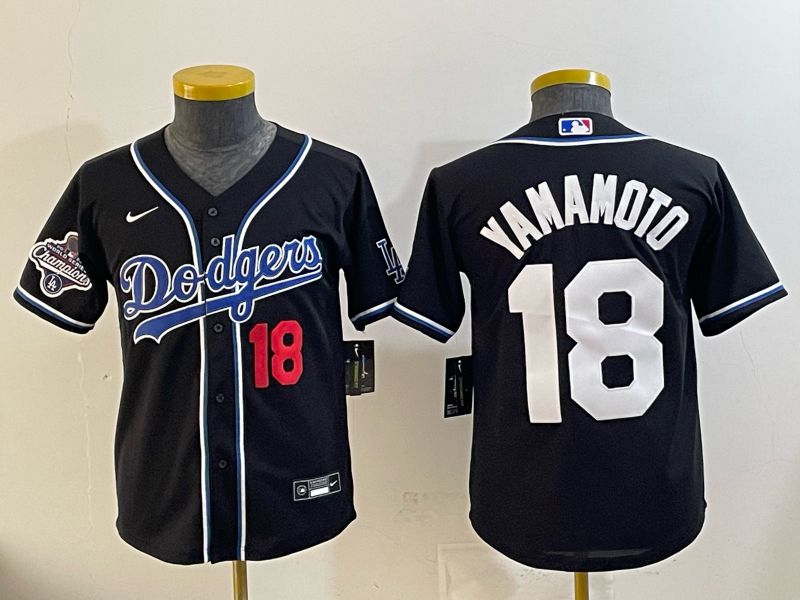 Youth Nike 2026 Los Angeles Dodgers #18 Yamamoto Black Game MLB Jersey 095->youth mlb jersey->Youth Jersey